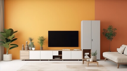 Outstanding Minimalist Interior of modern living room 3D rendering