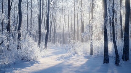 Winter Wonderland: Enchanting Frosty Forest Path