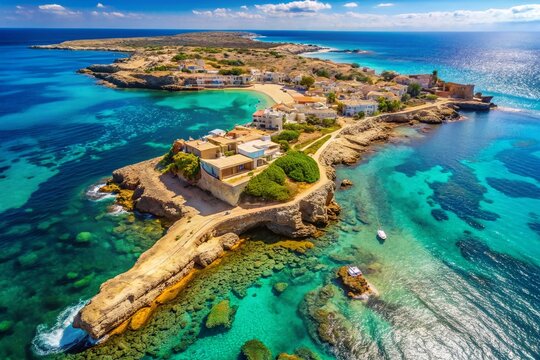 Drone View of Isla de Tabarca, Alicante, Spain: Stunning Coastal Scene with Foreground Interest