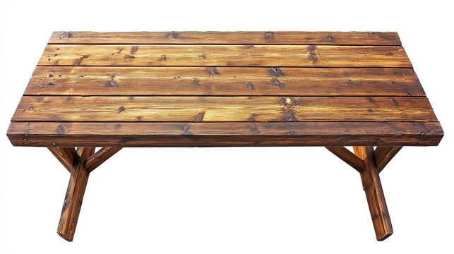 Rustic wooden table top view.