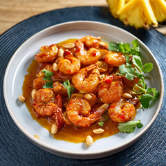 Vibrant Roasted Shrimp With Pineapple Peanut Chutney
