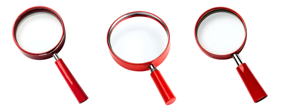 set of Magnifying glass isolated on transparent background, cut out