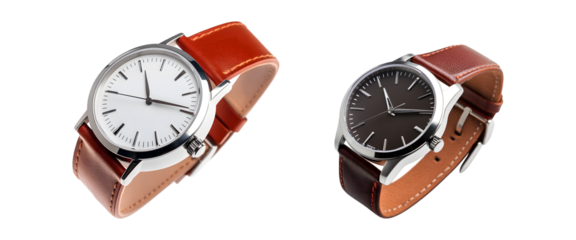 set of modern watch isolated on transparent background, cut out
