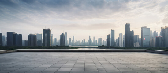 Modern City Skyline at Dawn: Urban Panorama