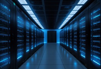 AI Computational Power in Glowing Server Environment