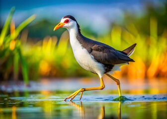 Naklejka premium Panoramic Photo: White-breasted Waterhen's Clumsy Walk