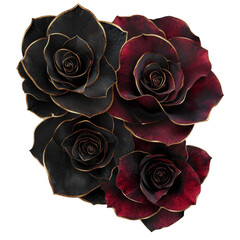 Elegant black and red roses floral arrangement studio photography dark aesthetic close-up decorative art