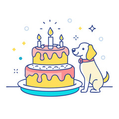 dog birthday cake vector icon, dog birthday cake vector illustration - simple illustration of dog birthday cake, perfect for logos dog birthday cake 