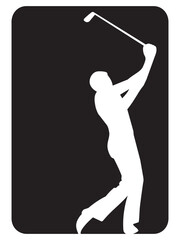 Golf players and equipment silhouettes - vector icon