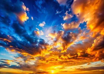 Obraz premium Panoramic Sunset Sky: Blue Hour Cloudscape with Bokeh Effect - Stunning Nature Background