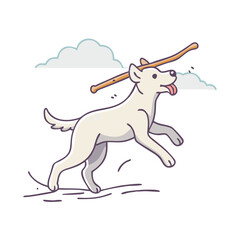 dog fetching a stick vector icon, dog fetching a stick vector illustration - simple illustration of dog fetching a stick, perfect for logos dog fetching a stick 
