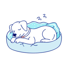 dog resting in a cozy bed vector icon, dog resting in a cozy bed vector illustration - simple illustration of dog resting in a cozy bed, perfect for logos dog resting in a cozy bed 