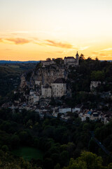 Sunset Over Rocamadour, France with Cliffside Village and Scenic Countryside