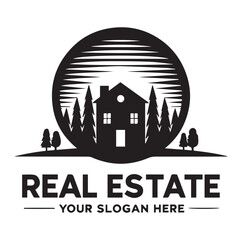 Real estate logo design vector silhouette