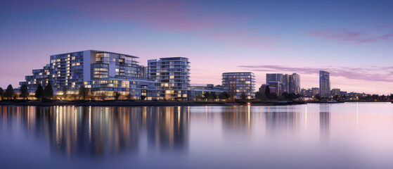 Naklejka premium Luxurious Waterfront Living at Twilight