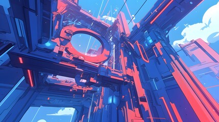 A 3D cartoon-style background with a red and blue color scheme, perfect for mobile use.