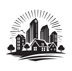 Real estate logo design vector silhouette