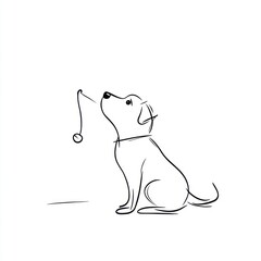 Obraz premium Puppy playing fetch, sketch, white background, playful, children's book illustration