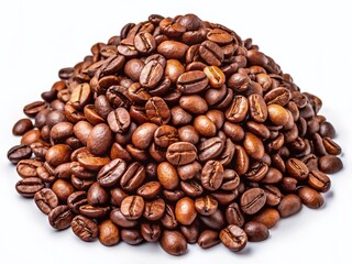 Fototapeta premium Panoramic View of Isolated Coffee Beans on Clear Background - High-Resolution Stock Photo