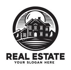 Real estate logo design vector silhouette