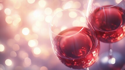 Blurred glowing lights next to wine glasses, creating a peaceful and elegant visual, style book illustration