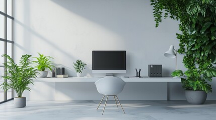 Biophilic Office Space Technology Equipment Layout