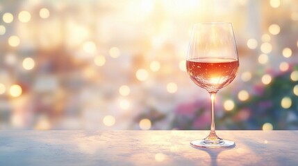 Soft side bokeh glow reflecting on wine glasses, evoking a sophisticated and relaxing ambiance, style book illustration