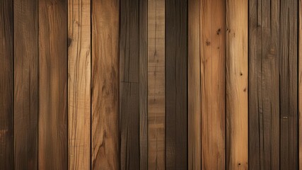 Obraz premium Textured wooden wall with various shades and grains, perfect for rustic and natural interior design concepts