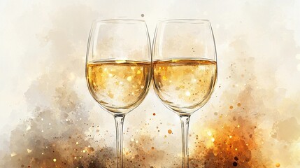 Soft side bokeh glow reflecting on wine glasses, evoking a sophisticated and relaxing ambiance, style book illustration