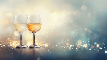 Soft side bokeh glow reflecting on wine glasses, evoking a sophisticated and relaxing ambiance, style book illustration
