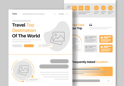 Travel Wireframe Landing Page Layout Template