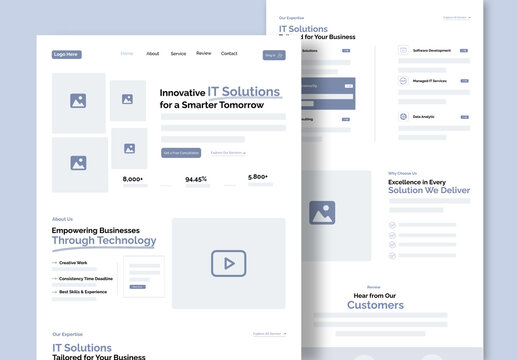 Business Solution Landing Page Website Wireframe