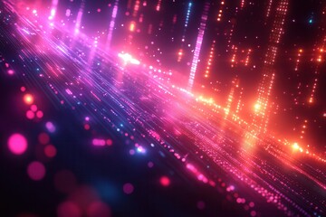 Obraz premium Colorful digital lights create a vibrant abstract background with a sense of movement and energy