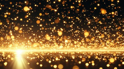 Obraz premium Luminous golden glittering particles create an enchanting atmosphere perfect for celebrations and joyful events