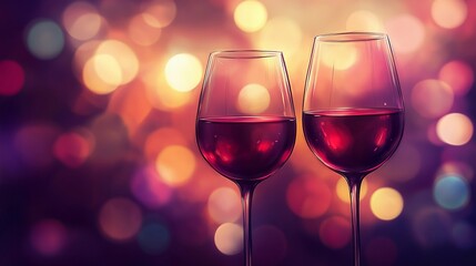 Soft side bokeh glow reflecting on wine glasses, evoking a sophisticated and relaxing ambiance, style book illustration