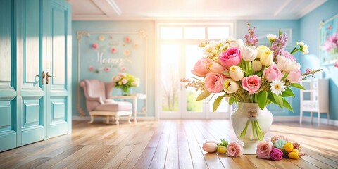 Elegant Mother's Day Floral Arrangement with Text Space - Architectural Photography
