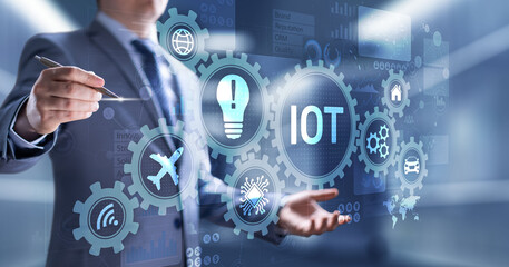 IOT Internet of things Digital transformation Modern Technology concept on virtual screen.