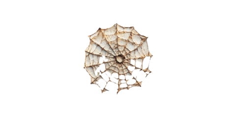 Dry spider web with cracked texture isolated on transparent background