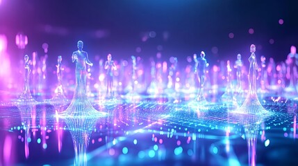 neon digital crowd, metaverse people - metaverse