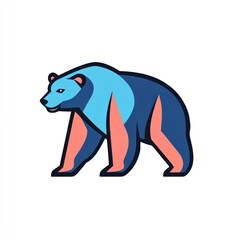 Fototapeta premium Colorful bear walking, logo design, white background, mascot