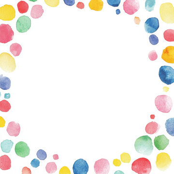 Bright and colorful polka dots frame blank space, perfect for creative designs