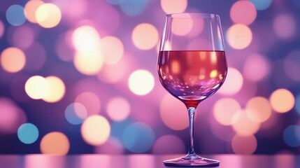 Elegant blurred bokeh lights beside wine glasses creating a romantic atmosphere.