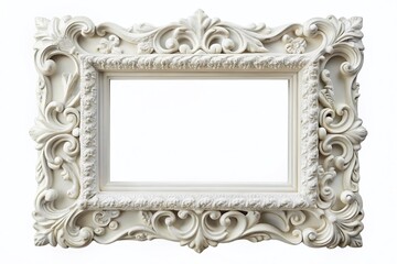 Elegant White Ornate Frame Isolated, Perfect for Food Photography Mockups & Menu Design