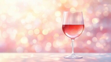 Elegant blurred bokeh lights beside wine glasses creating a romantic atmosphere.