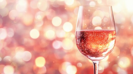 Elegant blurred bokeh lights beside wine glasses creating a romantic atmosphere.