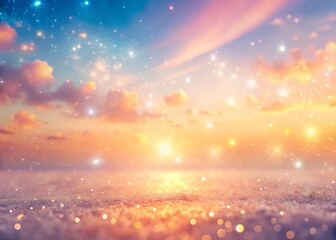 Peach to White Gradient Sky Wallpaper with Iridescent Glitter