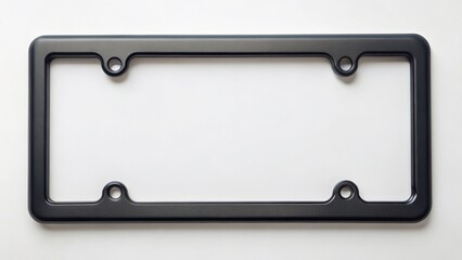Empty Black Plastic License Plate Frame Mockup: Horizontal Copy Space for Car Branding