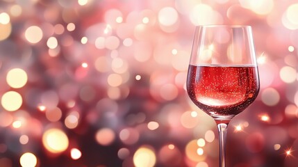 Elegant blurred bokeh lights beside wine glasses creating a romantic atmosphere.