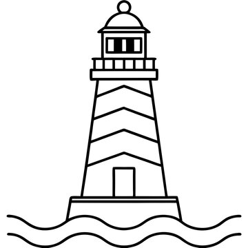 recommend clip art: Elegant Lighthouse Line Drawing Design