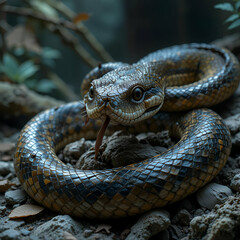 Obraz premium close up of a snake on a tree